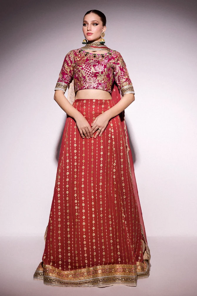 Mushq | Designer Picks | Molten Lava Lehnga Choli